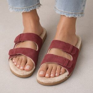 REEF || Ojai Two Bar Cozy Suede Slide Sandals. Sz. 8